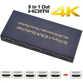 1Set Mini 5 Port 4Kx2K 1080P Video HDMI Switch Auto Switcher HDMI Splitter with IR Remote Control splitter box for HDTV DVD PC
1Set Mini 5 Port 4Kx2K 1080P Video HDMI Switch Auto Switcher HDMI Splitter with IR Remote Control splitter box for HDTV DVD PC