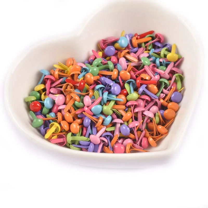 Description Picture 2 of item200Pcs Mini Mixed Color Round Brads Embellishment For Scrapbookings Fastener Brad Metal Crafts DIY Decoration 4.5x8.5mm C2162