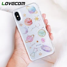 LOVECOM Époxy Téléphone étui pour iphone 11 Pro Max XR XS Max X 5 5s 6 6S 7 8 Plus X Planète Étoile Transparente TPU Étuis de Couverture Arrière(China)