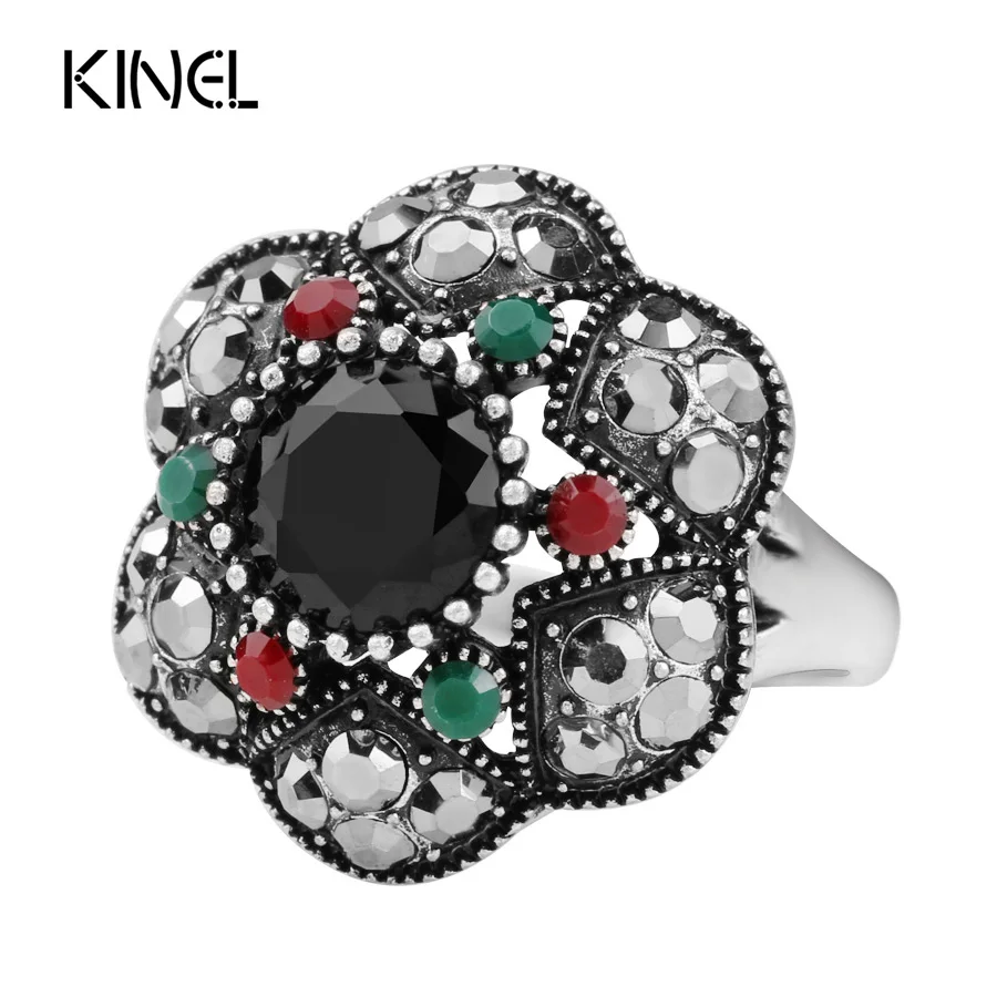 Kinel Vintage Jewelry Crystal Flower Rings For Women Color Silver Mosaic Colorful Resin Ring Bohemian Jewelry Wholesale
Kinel Vintage Jewelry Crystal Flower Rings For Women Color Silver Mosaic Colorful Resin Ring Bohemian Jewelry Wholesale