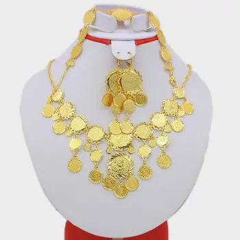 Arab Coin Set Jewelry Women Gold Color Necklace/Earrig/Bracelet Muslim India/African/Dubai/Ethiopia/Nigeria/Arabic/Oman Items
Arab Coin Set Jewelry Women Gold Color Necklace/Earrig/Bracelet Muslim India/African/Dubai/Ethiopia/Nigeria/Arabic/Oman Items