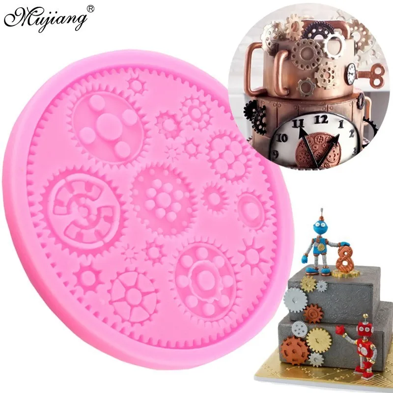 

Steampunk Gears Silicone Molds Cupcake Fondant Cake Decorating Tools Cookie Baking Polymer Clay Candy Chocolate Gumpaste Mould