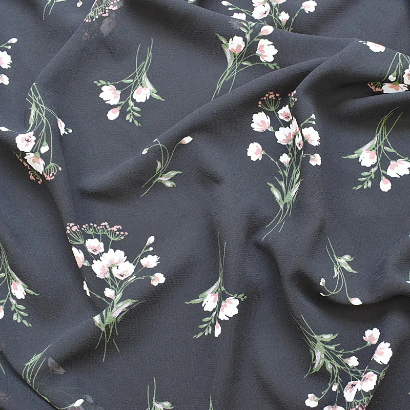 2019 new high-viscose chiffon fabric spring/summer printed fabric black background small floral soft
2019 new high-viscose chiffon fabric spring/summer printed fabric black background small floral soft