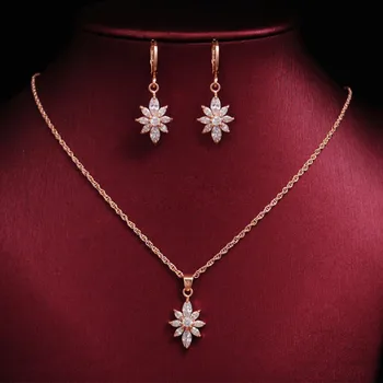 Fashion Gold Color Necklace Earrings Crystal Flower Pendant Women Jewelry Cz Crystal Bridal Jewelry Set Gift
Fashion Gold Color Necklace Earrings Crystal Flower Pendant Women Jewelry Cz Crystal Bridal Jewelry Set Gift