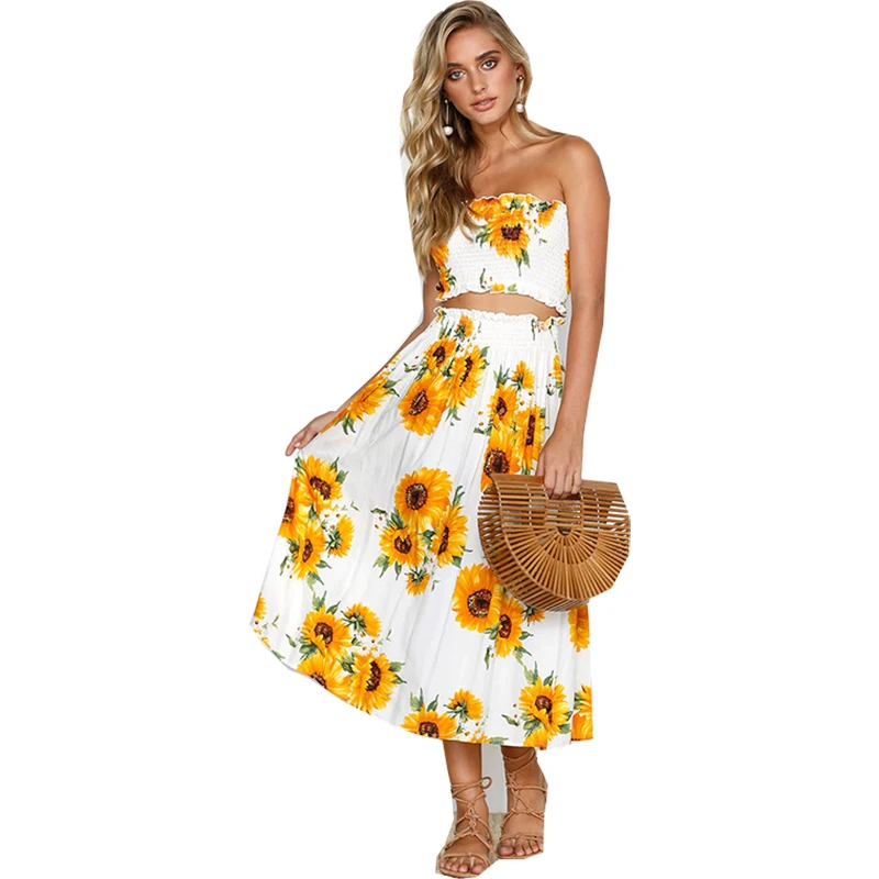 2018 2 Piece Set Suit Women Cross-border special sexy strapless print lemon sunflower wrapped chest back two-piece ONY0824
2018 2 Piece Set Suit Women Cross-border special sexy strapless print lemon sunflower wrapped chest back two-piece ONY0824