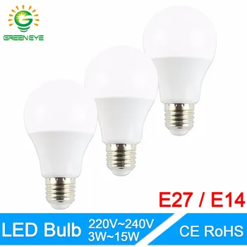 GreenEye High-Grade A+ Led Bulb E27 E14 AC 220V 240V Real Watt Lumiere Bombilla Lampadina LED Lamp Aluminum
GreenEye High-Grade A+ Led Bulb E27 E14 AC 220V 240V Real Watt Lumiere Bombilla Lampadina LED Lamp Aluminum