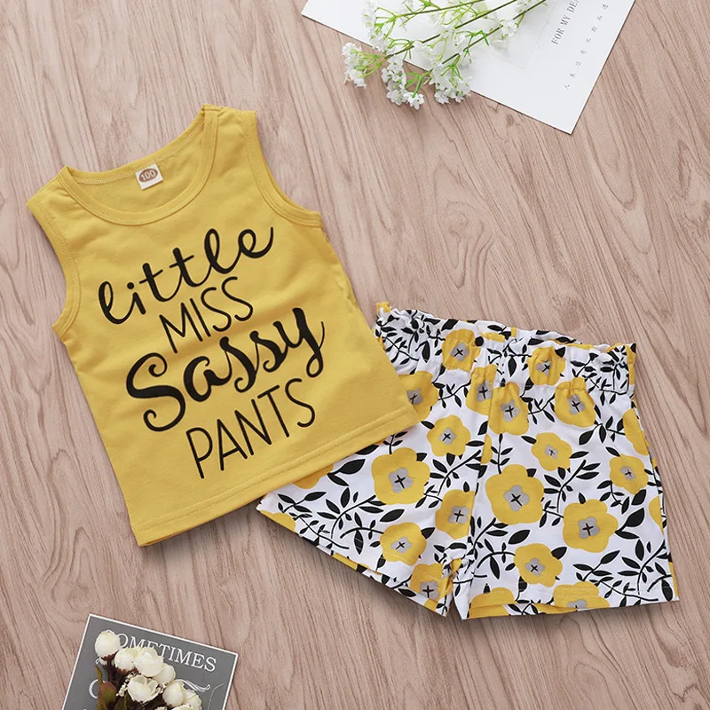 Infant Baby Girls Clothing Sets Cotton Cartoon Flower Print Letter Vest Shorts Suit 2Pcs roupa infantil D25
Infant Baby Girls Clothing Sets Cotton Cartoon Flower Print Letter Vest Shorts Suit 2Pcs roupa infantil D25