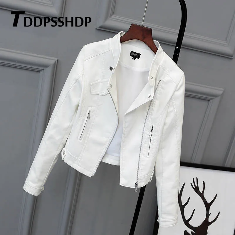 White Black Pink Color Women Pu Leather Jacket 2019 Spring Figure Flattering Female Hipster Slim Coat
White Black Pink Color Women Pu Leather Jacket 2019 Spring Figure Flattering Female Hipster Slim Coat