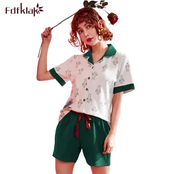 Fdfklak Print short sleeve cotton pyjamas women casual sleepwear pijamas set two piece ladies nightwear pajamas pijama feminino
Fdfklak Print short sleeve cotton pyjamas women casual sleepwear pijamas set two piece ladies nightwear pajamas pijama feminino