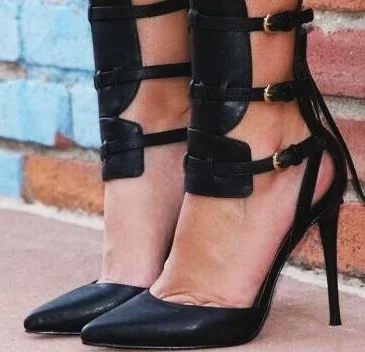 Fashion Pointed Toe High Heel Sandal Leather Ring Buckle Women Shoes Black Thin Heels Sandal Sexy Party Shoes
Fashion Pointed Toe High Heel Sandal Leather Ring Buckle Women Shoes Black Thin Heels Sandal Sexy Party Shoes