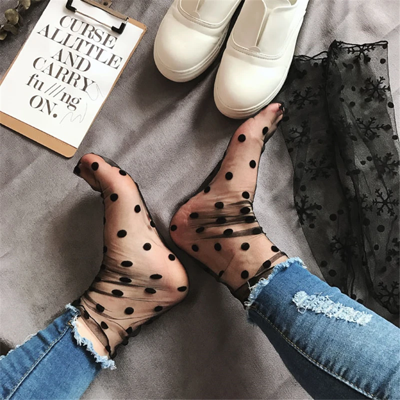 Women Sexy Breathable Transparent Mesh Lace Fishnet Ankle High Socks Fish Net Dot Stats Short Socks chaussettes femme fantaisie
Women Sexy Breathable Transparent Mesh Lace Fishnet Ankle High Socks Fish Net Dot Stats Short Socks chaussettes femme fantaisie