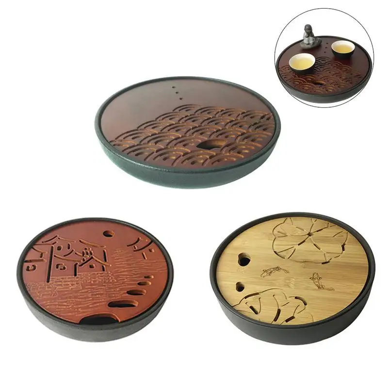 Kung Fu Tea Set Round Tea Tray Ceramic Japanese Style Storage Tea Tray Vintage Porcelain Tea Table Serving For Household Hotel 
Kung Fu Tea Set Round Tea Tray Ceramic Japanese Style Storage Tea Tray Vintage Porcelain Tea Table Serving For Household Hotel