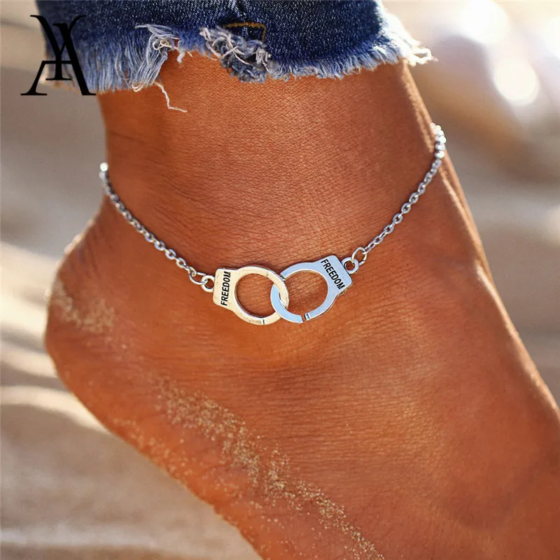 Vintage Silver Color Handcuffs Anklets for Women Bohemian Freedom Ankle Bracelet on the Leg Moon Dragonfly Pendant Feet Jewelry
Vintage Silver Color Handcuffs Anklets for Women Bohemian Freedom Ankle Bracelet on the Leg Moon Dragonfly Pendant Feet Jewelry