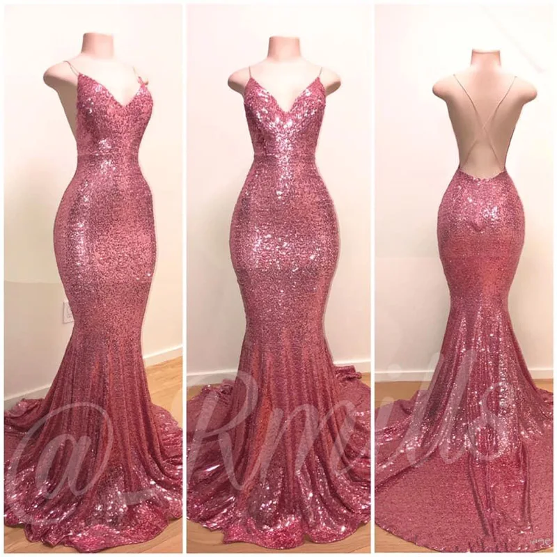 Backless 2019 Prom Dresses Mermaid Spaghetti Straps Sequins Sparkle Elegant Long Prom Gown Evening Dresses Robe De Soiree
Backless 2019 Prom Dresses Mermaid Spaghetti Straps Sequins Sparkle Elegant Long Prom Gown Evening Dresses Robe De Soiree