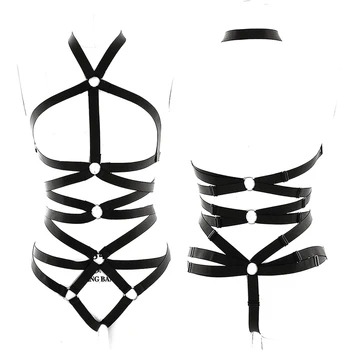 Women Cut Out Black Bandeau Body Harness O-ring Body Caged Bra V Collar Sexy Lingerie Gothic Dance Halloween Tops Garter Set
Women Cut Out Black Bandeau Body Harness O-ring Body Caged Bra V Collar Sexy Lingerie Gothic Dance Halloween Tops Garter Set