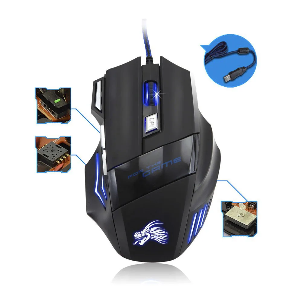 

2019 High Quality 5500 DPI 7 Button LED Optical USB Wired Gaming Mouse Mice For Pro Gamer Professional Mouse Mice Cable Mouse PC