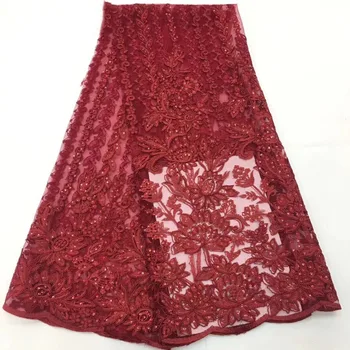 New Black And Red African Lace Fabric High Quality Nigerian French With Sequins Mesh Lace Fabrics 5 yards Apply to Wedding A1066
New Black And Red African Lace Fabric High Quality Nigerian French With Sequins Mesh Lace Fabrics 5 yards Apply to Wedding A1066