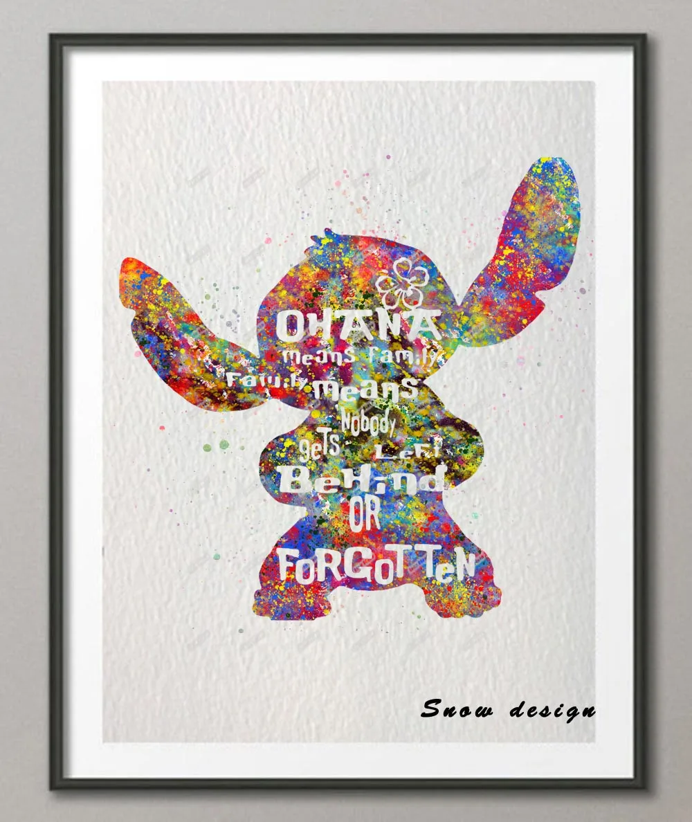 Original watercolor Stitch Ohana Quote poster print picture canvas painting Nordic wall art Kids room Decor wall hanging sticker
Original watercolor Stitch Ohana Quote poster print picture canvas painting Nordic wall art Kids room Decor wall hanging sticker