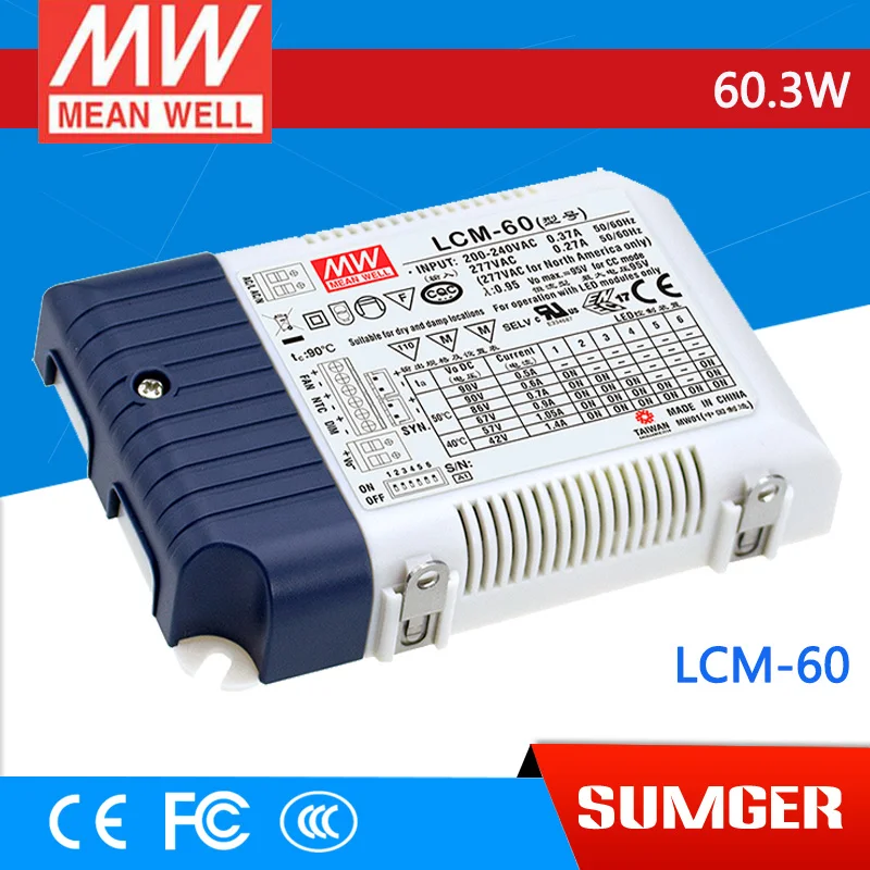 

[Free shipping] MEAN WELL LCM-60 2Pcs 42V 1400mA meanwell LCM-60 42V 60.3W Multiple-Stage Output Current LED Power Supply