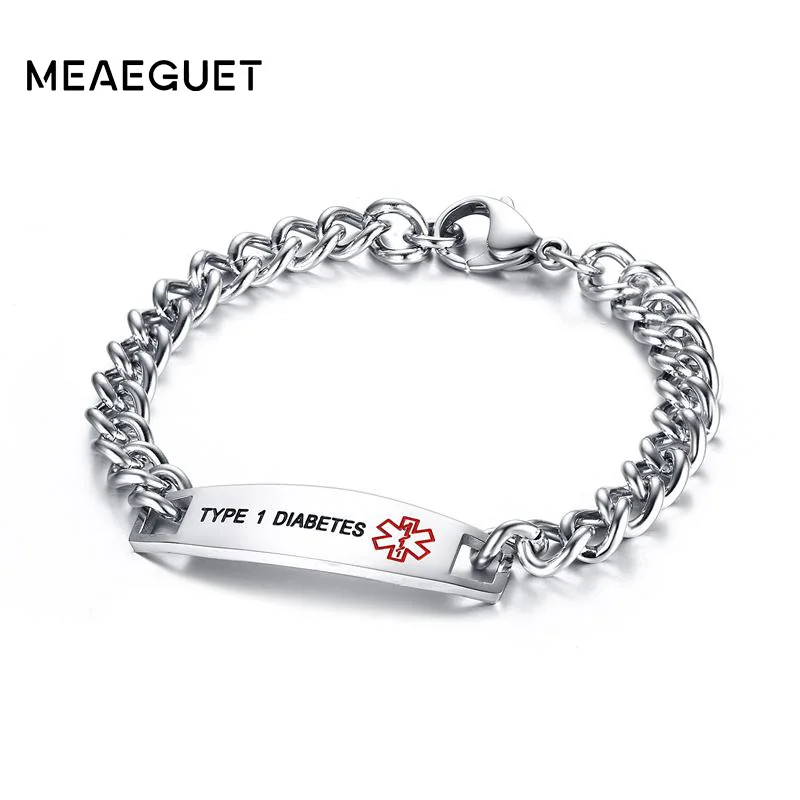 Meaeguet Engraved Medical Alert ID Diabetes Bracelet Bangle For Men Stainless Steel Chain Link Bracelet Blood Thinner Warfarin
Meaeguet Engraved Medical Alert ID Diabetes Bracelet Bangle For Men Stainless Steel Chain Link Bracelet Blood Thinner Warfarin