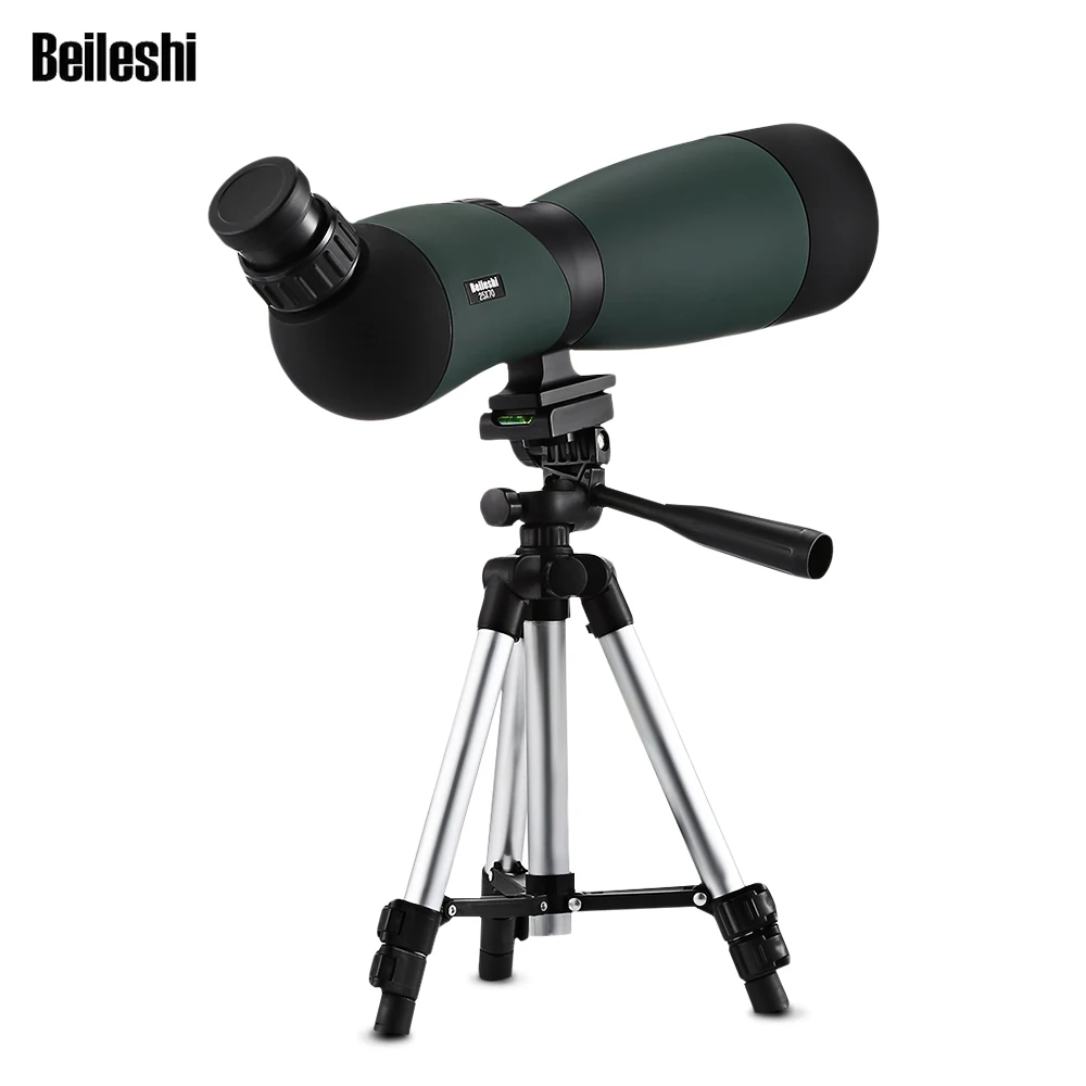 

Beileshi HD 25x70 Monocular Spotting Scope Telescope 15X magnification 1000 yds Bak4 Prism with Tripod Outdoor Camping Hiking