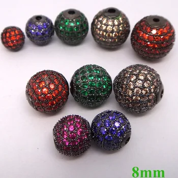 8mm Round Ball Micro Pave Zircon CZ European Charms Gunmetal Black Plated Multi-color Big Hole Spacer Beads DIY Findings Making 
8mm Round Ball Micro Pave Zircon CZ European Charms Gunmetal Black Plated Multi-color Big Hole Spacer Beads DIY Findings Making