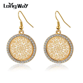 LongWay Vintage Big Round Flower Gold color Silver color Statement Drop Earrings For Women Crystal Wedding Earrings SER140389
LongWay Vintage Big Round Flower Gold color Silver color Statement Drop Earrings For Women Crystal Wedding Earrings SER140389