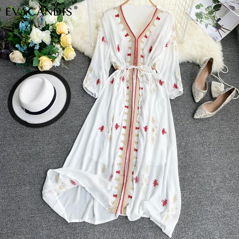White Midi Beach Dress Long Sleeve Boho Bohemian Korean Tunic Chiffon Vintage Red Ethnic Plus Size V Neck Summer Women Vestidos
White Midi Beach Dress Long Sleeve Boho Bohemian Korean Tunic Chiffon Vintage Red Ethnic Plus Size V Neck Summer Women Vestidos