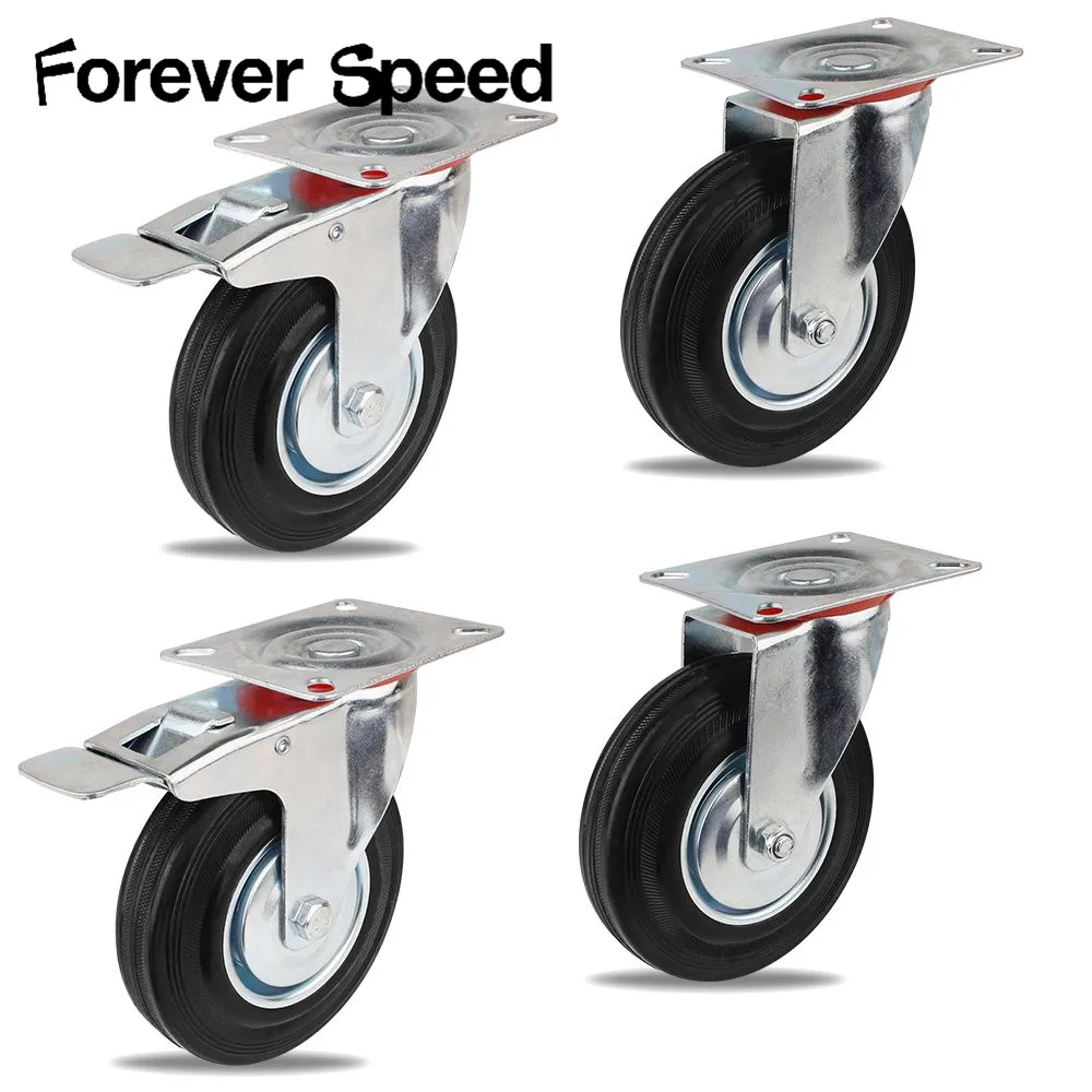 125MM Heavy Duty Rubber Castor Trolley Wheel Industrial Caster Fixed Plate Industrial Trolley 4pcs Wheel Castors 2pcs with brake
125MM Heavy Duty Rubber Castor Trolley Wheel Industrial Caster Fixed Plate Industrial Trolley 4pcs Wheel Castors 2pcs with brake