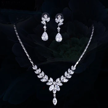 Women Wedding Evening Party Jewelry White CZ Crystal Bridal Costume Jewelry Sets For Brides
Women Wedding Evening Party Jewelry White CZ Crystal Bridal Costume Jewelry Sets For Brides