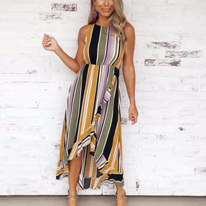DeRuiLaDy 2019 New Women Sleeveless Ruffle Long Dress Sexy Straps Stripe Print Beach Maxi Dresses Summer Casual Dress Vestidos
DeRuiLaDy 2019 New Women Sleeveless Ruffle Long Dress Sexy Straps Stripe Print Beach Maxi Dresses Summer Casual Dress Vestidos