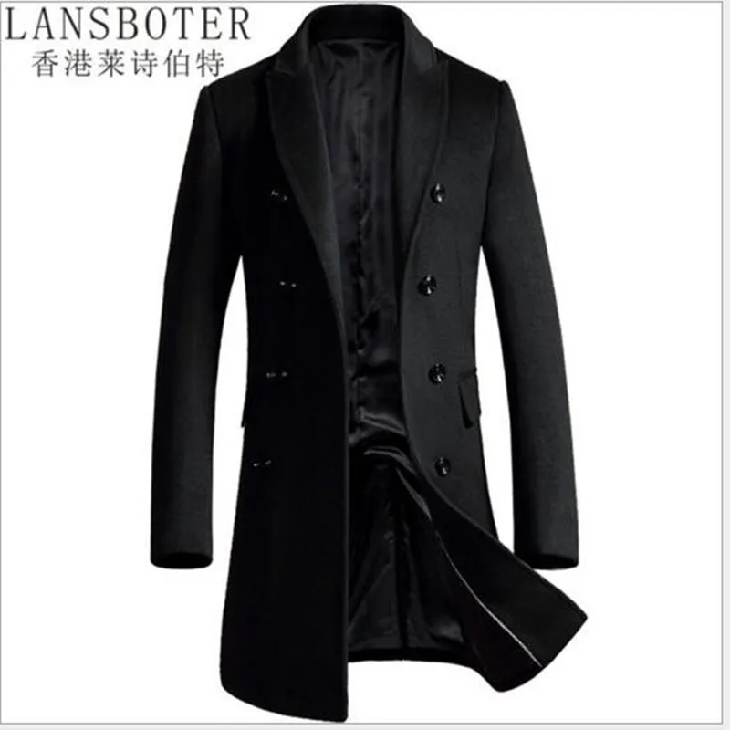 LANSBOTER autumn and winter new fashion business wool coat black gray classic Slim long thickening high-end wool coat coat 1721
LANSBOTER autumn and winter new fashion business wool coat black gray classic Slim long thickening high-end wool coat coat 1721