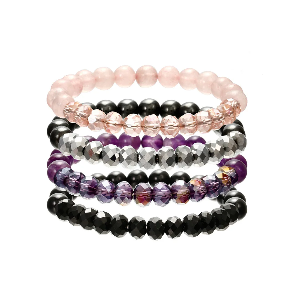Handmade Jewelry Plating Crystal Beaded Strand Bracelets Round Ball Natural Amethysts Quartz Stone Wristband Bracelets Women Men
Handmade Jewelry Plating Crystal Beaded Strand Bracelets Round Ball Natural Amethysts Quartz Stone Wristband Bracelets Women Men