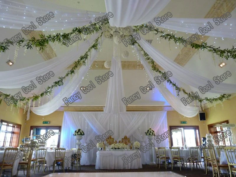 

10pcs 0.45m*8m pure White Wedding Ceiling Draper Canopy Drapery for decoration wedding fabric Roof decoration venue decor