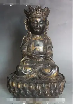 12" Tibet Buddhism Bronze Gilt Seat Shakyamuni Sakyamuni Amitabha Buddha Statue
12" Tibet Buddhism Bronze Gilt Seat Shakyamuni Sakyamuni Amitabha Buddha Statue