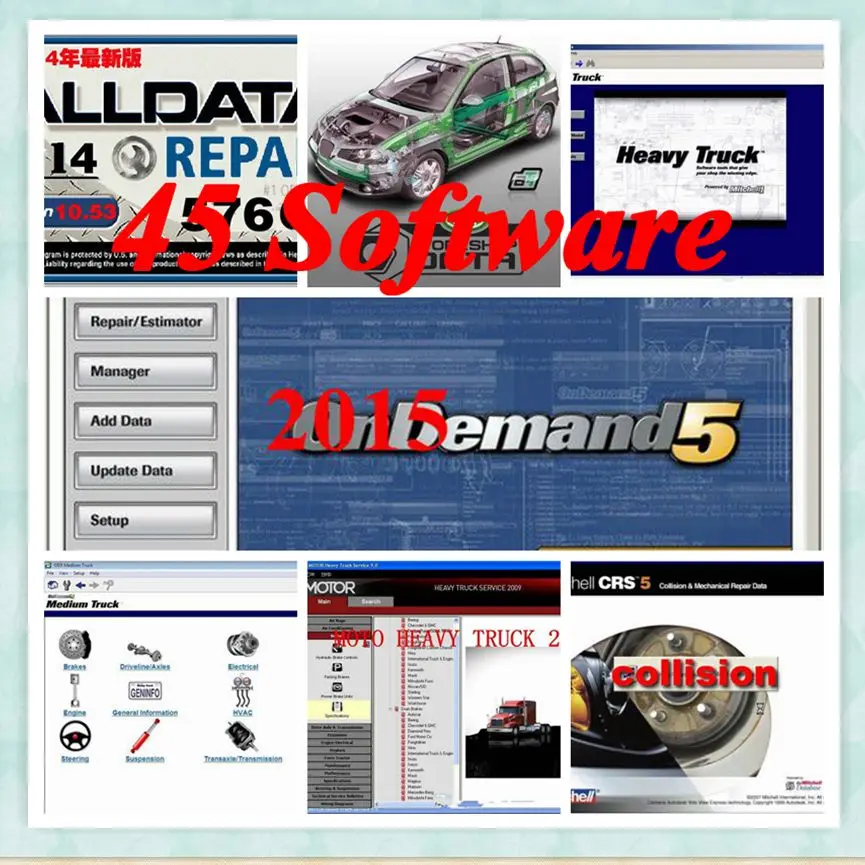 2018 hot selling Alldata 10.53 work on win7/8 system and mitchell on demand software+Vivid workshop data+Elsawin5.2 45in1TB HDD
2018 hot selling Alldata 10.53 work on win7/8 system and mitchell on demand software+Vivid workshop data+Elsawin5.2 45in1TB HDD