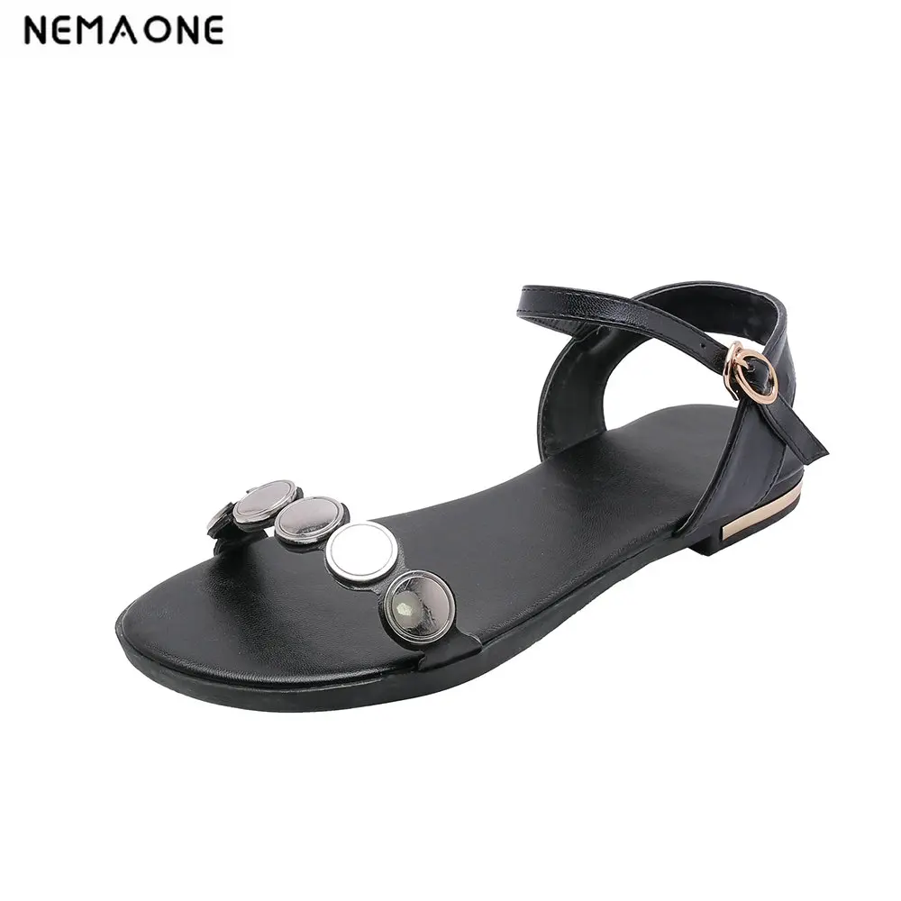 NEMAONE 2019 cow leather sandals Women Summer metal decoration Beads Flip-flop Shoes Flat Sandals
NEMAONE 2019 cow leather sandals Women Summer metal decoration Beads Flip-flop Shoes Flat Sandals