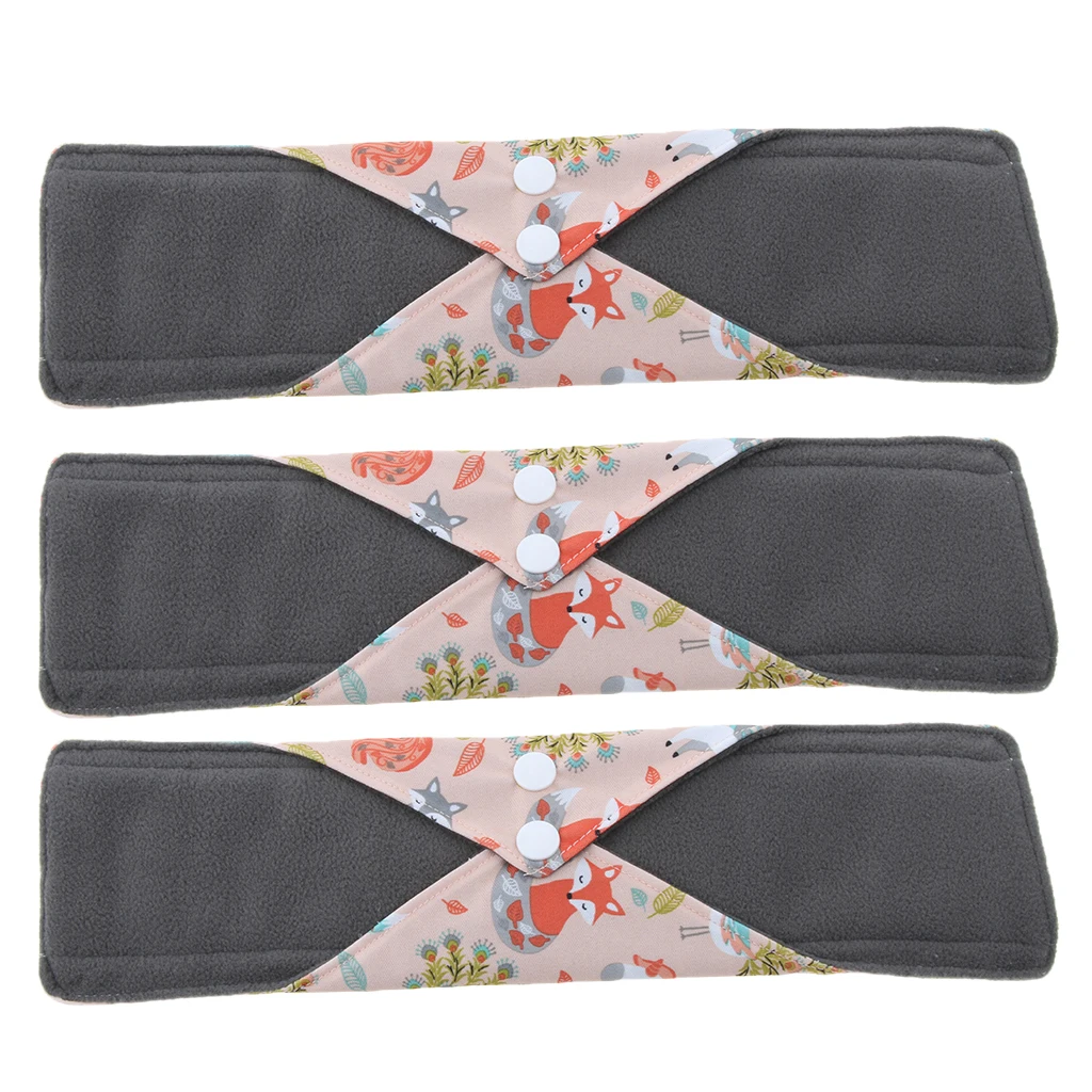 

3 Pieces Large Women Bamboo Cloth Menstrual Pads Reusable Mama Sanitary Napkins Panty liner Strong Absorption