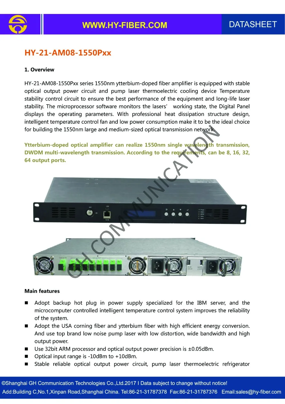 CATV 1510nm optical amplifier 8 output1