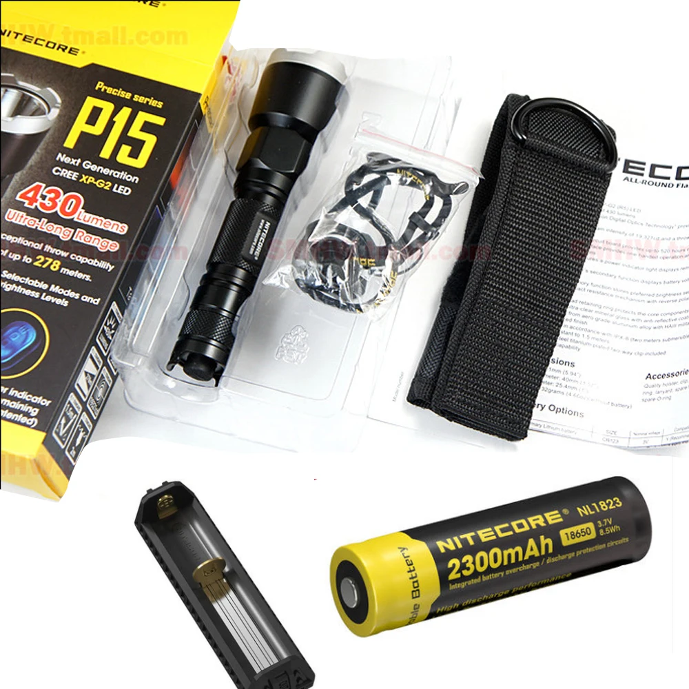 

NITECORE P15 Precise CREE XP-G2 430-Lumens LED Flashlight Torch Light for Self Defense with NL1823 battery and F1 chagrer