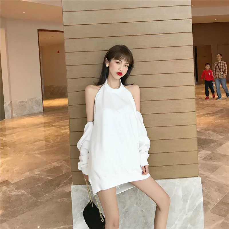 Spring Punk White black For Women Sexy Off Shoulder Backless Long Length Zipper Loose Clothing Female Fashion Pullover New 2019
Spring Punk White black For Women Sexy Off Shoulder Backless Long Length Zipper Loose Clothing Female Fashion Pullover New 2019