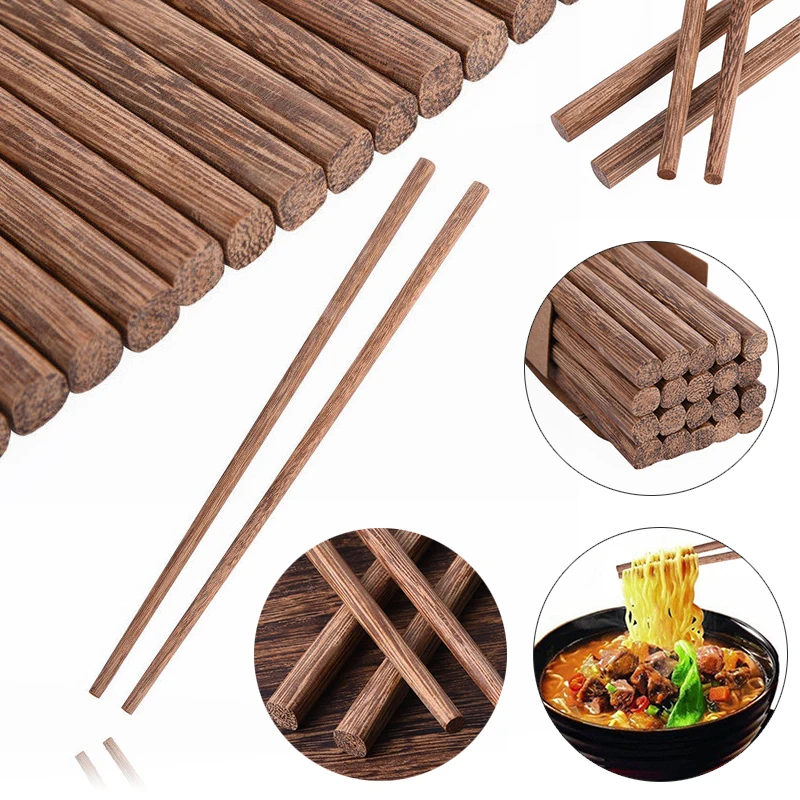 10 Pairs Wooden Chopsticks Wenge Wood Chinese Chopsticks Wooden Japanese Style Gift Dish