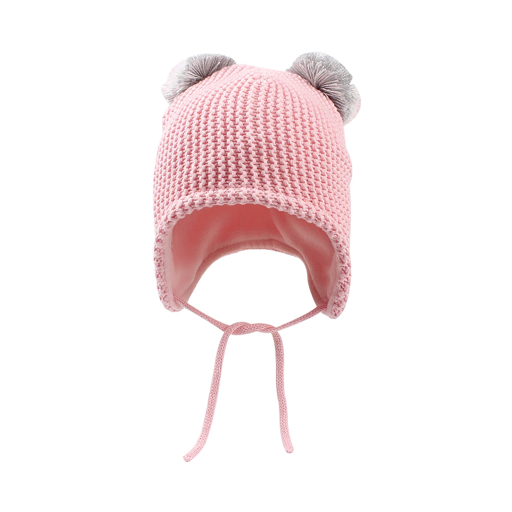 Winter Warm Baby Beanie Hat Cute Earflap Toddler Girls Hat with Pompom Fleece Lined Knit Kids Boys Hat Baby Girls Clothing 6-24M (4)