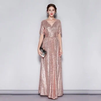 Sequins Long V Neck Evening Dresses Robe Soiree Sexy 2020 New Style A Line Short Sleeve Formal Party Dresses Vestido De Noche
Sequins Long V Neck Evening Dresses Robe Soiree Sexy 2020 New Style A Line Short Sleeve Formal Party Dresses Vestido De Noche