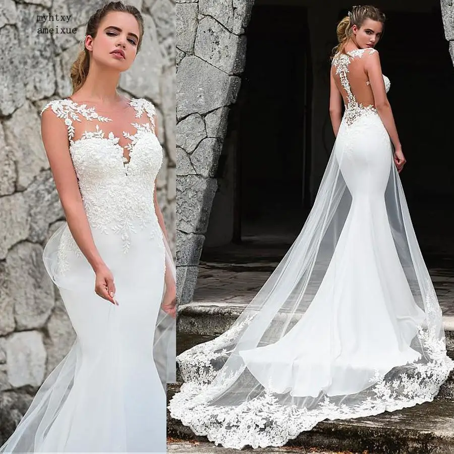 Fashionable Sleeveless Jewel Neckline Mermaid Wedding Dress 2023 Lace Appliques Train Bridal Dress Illusion Back Wedding Gowns
Fashionable Sleeveless Jewel Neckline Mermaid Wedding Dress 2023 Lace Appliques Train Bridal Dress Illusion Back Wedding Gowns