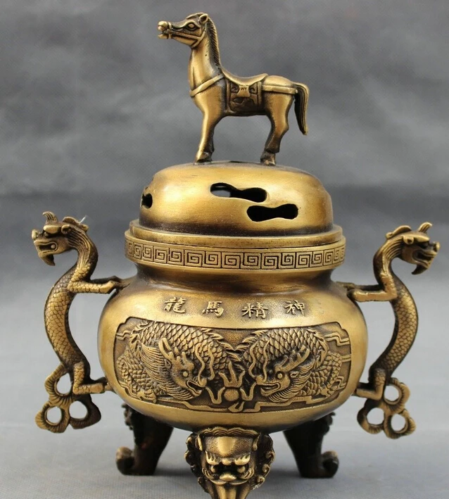634++8" Chinese Bronze Dynasty Dragon Horse Statue Lion Head Incense Burner Censer
634++8" Chinese Bronze Dynasty Dragon Horse Statue Lion Head Incense Burner Censer