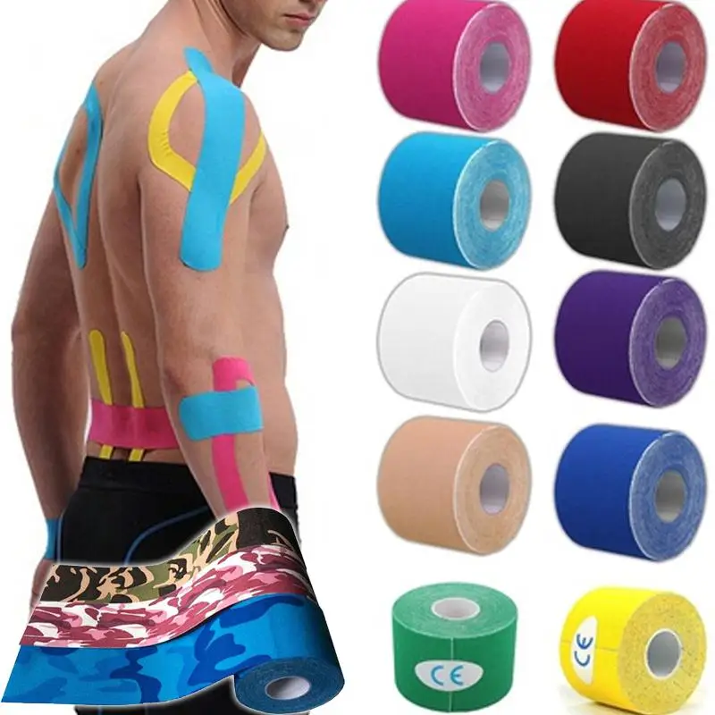 

7Color Tape Muscle Bandage Sports Tape Roll Cotton Elastic Adhesive Strain Injury Muscle Sticker