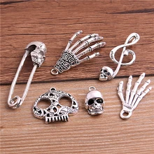 6pcs Metal Skull Charms Pendant For Jewelry Making Diy Halloween Party Skull Pendant Charms 6pcs Metal Skull Charms Pendant For Jewelry Making Diy Halloween Party Skull Pendant Charms
