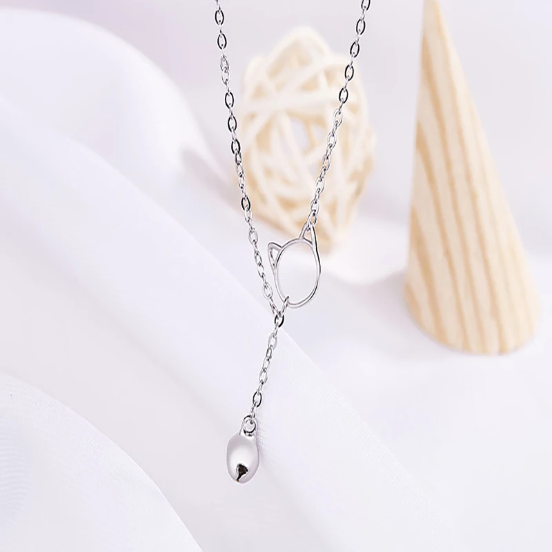 AAA 100% 925 Sterling Silver Necklaces kitten bell Necklace simple creative Pendant
AAA 100% 925 Sterling Silver Necklaces kitten bell Necklace simple creative Pendant
