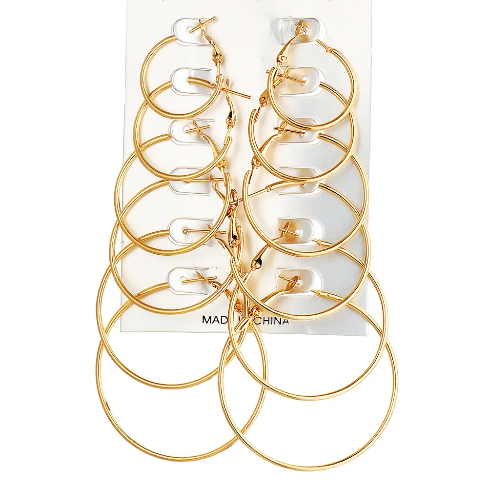 6 Pair/set Gold Color Big Circle Hoop Earrings For Women Silver Color Small Loop Earring Set Steampunk Party Jewelry Accessories
6 Pair/set Gold Color Big Circle Hoop Earrings For Women Silver Color Small Loop Earring Set Steampunk Party Jewelry Accessories
